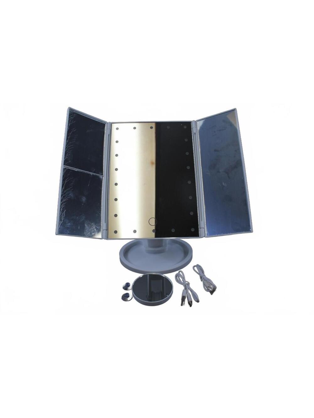 Tri-Fold 21 LED Lighted Makeup Mirror with Adjustable Stand